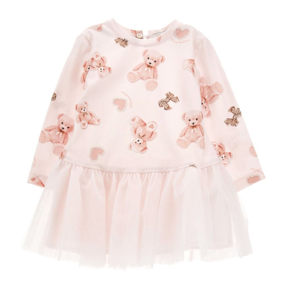 Monnalisa Teddy Bear Jersey Dress, 9M, Baby Girl